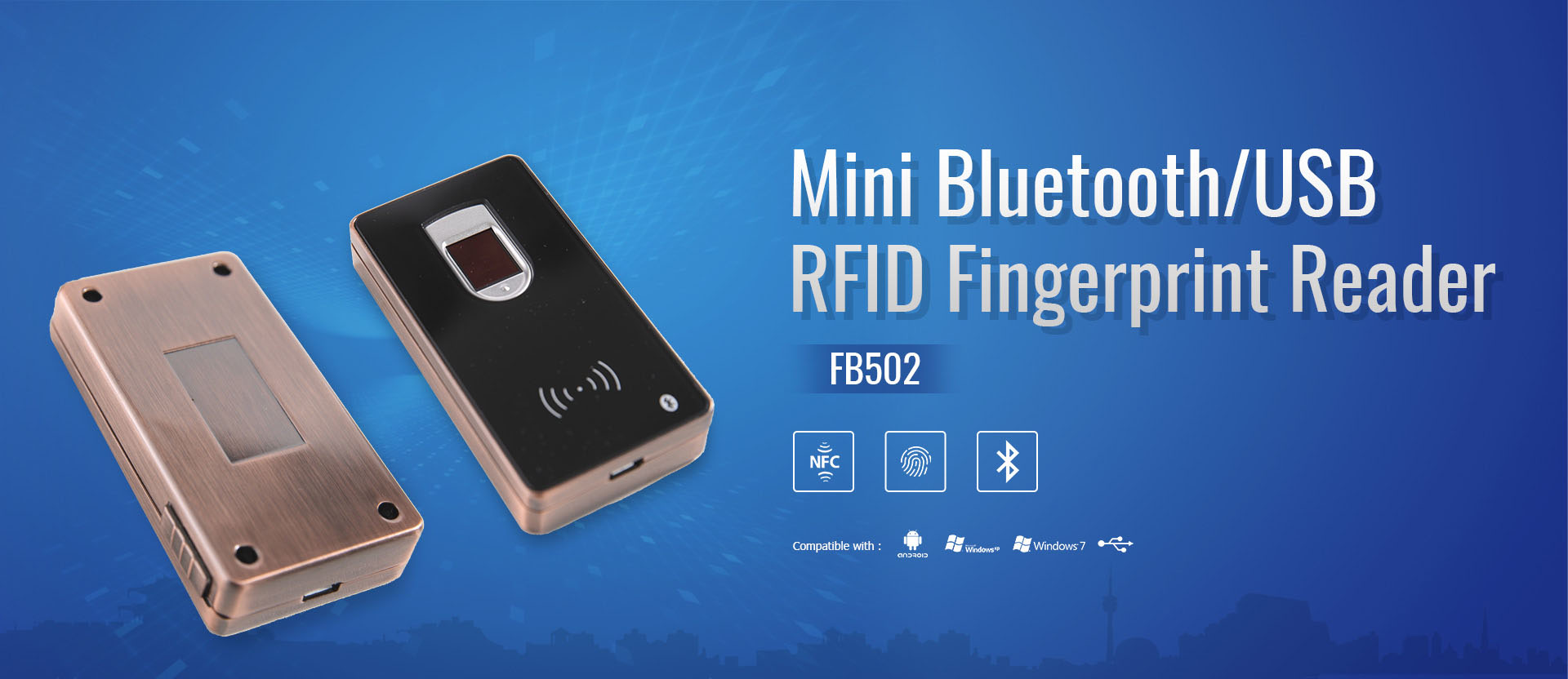 Wireless Bluetooth Biometric Fingerprint NFC Reader 